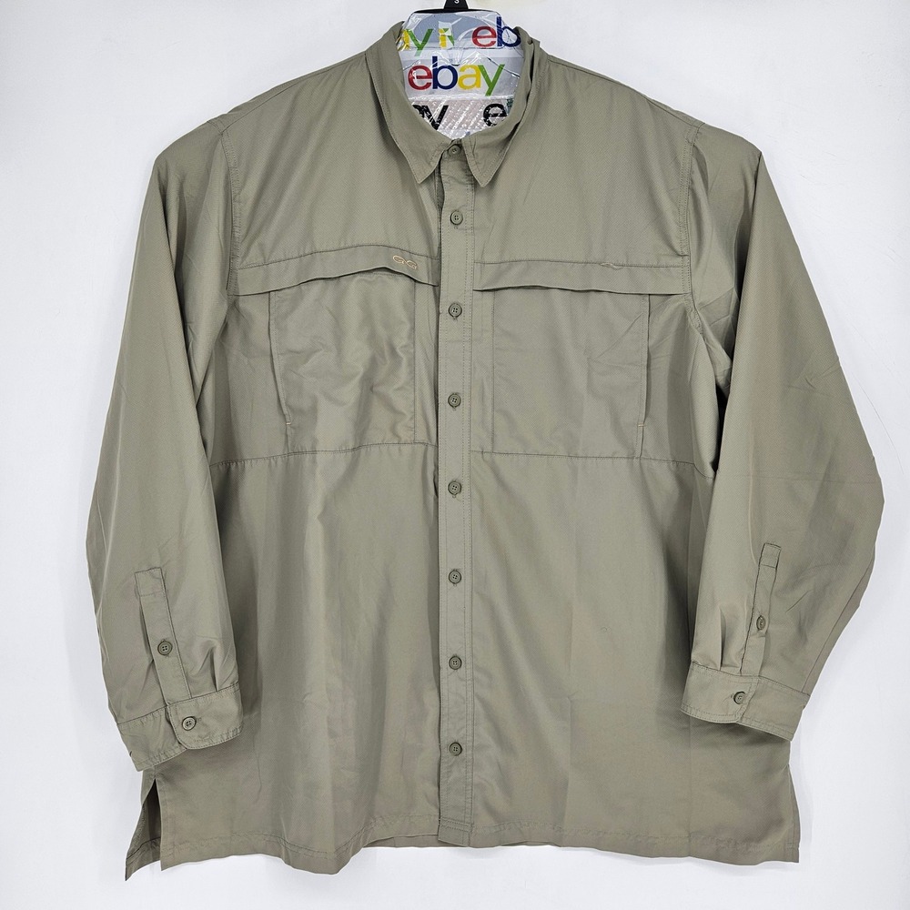 GameGuard Shirt Mens 4XL Vented Button Up Fishing Long Sleeve Green Outdoors